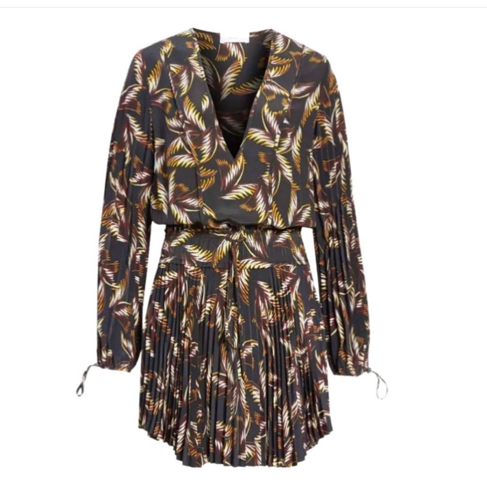 A.L.C Rory V-Neck Long-Sleeve Silk Printed Dress Sz 0